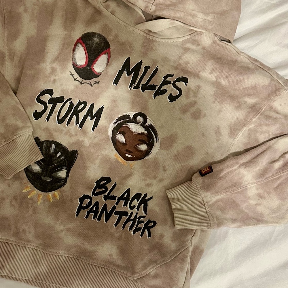 Boys Marvel x Nikkolas Smith Beige Tye Dye Hoodie